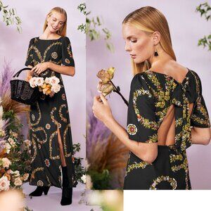 NWT ModCloth A Major Moment Black Floral Maxi Dress